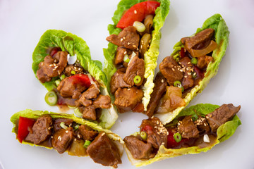 mongolian lamb with lettuce Wrap