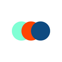 Three popular colors in 2020. Three circles with polytre of popular trend colors on a white background. Isolated