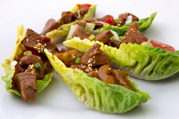 mongolian lamb with lettuce Wrap