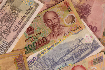Vietnamese dong, VND banknotes. Vietnam, VN