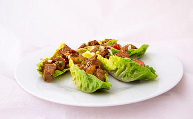 mongolian lamb with lettuce Wrap