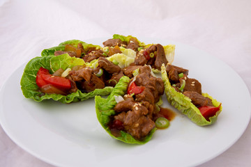 mongolian lamb with lettuce Wrap