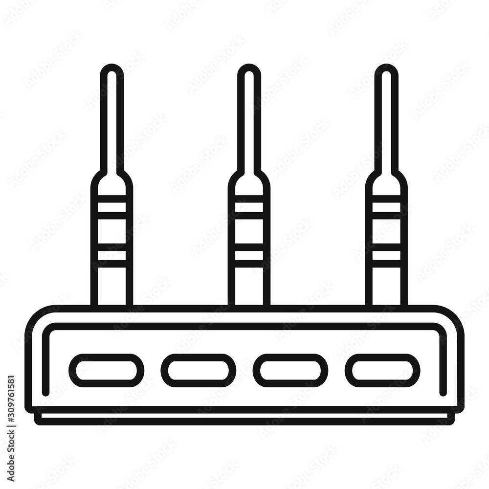 Poster communication router icon. outline communication router vector icon for web design isolated on white