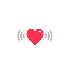 Heart with waves wi fi icon, love waves sign simple illustration