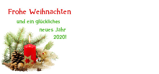 Weihnachtskarte mit Schrift: Frohe Weihnachten und ein glÃ¼ckliches neues Jahr 2020, banner,...