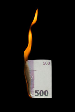 500 euro burns on a black background