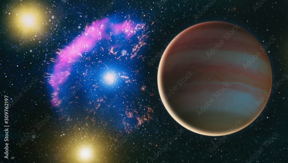 Sticker cosmic clouds of mist on bright colorful backgrounds. elements of this image furnished by nasa