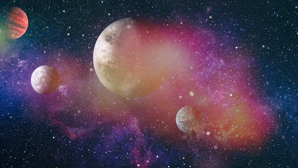 The explosion supernova. Bright Star Nebula. Distant galaxy. Abstract image. Cosmic clouds of mist...