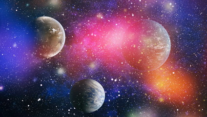 The explosion supernova. Bright Star Nebula. Distant galaxy. Abstract image. Cosmic clouds of mist...