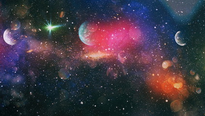 The explosion supernova. Bright Star Nebula. Distant galaxy. Abstract image. Cosmic clouds of mist...