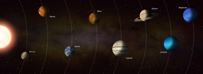 8 solar system planets on orbit © alex_aldo