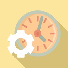 Gear work time icon. Flat illustration of gear work time vector icon for web design