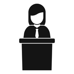 Manager woman speaker icon. Simple illustration of manager woman speaker vector icon for web design isolated on white background