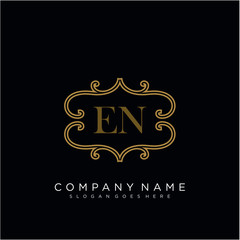 Initial letter EN logo luxury vector mark, gold color elegant classical