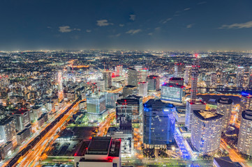 Naklejka na ściany i meble 神奈川県横浜市みなとみらいから見たの横浜の夜景