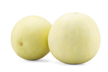 Fresh honey dew or melon slice fruit isolated on white background with clipping path