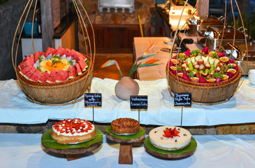Sweet table at luxury buffet restaurant