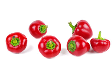 Sweet red peppers isolated on white background