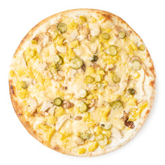 Tasty pizza on a white background