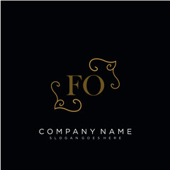 Initial letter FO logo luxury vector mark, gold color elegant classical