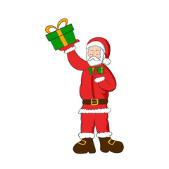 Illustration Santa clause holding a gift box