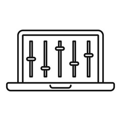 Laptop equalizer icon. Outline laptop equalizer vector icon for web design isolated on white background