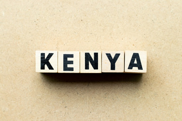 Letter block in word kenya on wood background