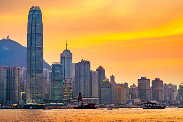 Obraz premium Hong Kong, China on Victoria Harbor