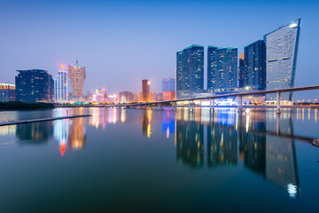 Fototapeta na wymiar Macau, China Cityscape at Twilight