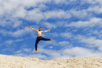 Parkour on a background of blue sky