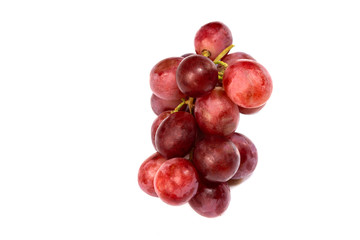 Red grape Pink bunch  on white background