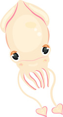 cat and fish, cute , cartoon, character squid vector isolated on white background . Concept for print, web design, cards , textile, logo, menu