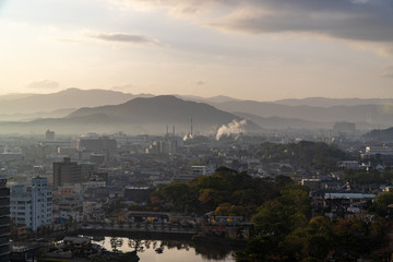 Aerial view of Wakayama at sunrise