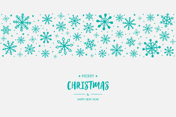 Christmas greeting card with hand drawn snowflakes. Vector