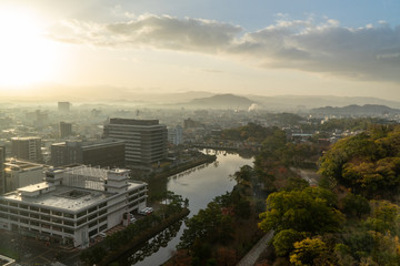 Aerial view of Wakayama at sunrise