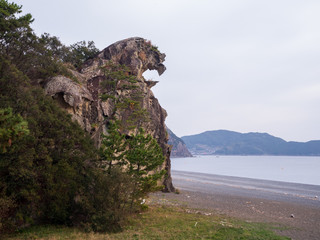 The ion Crag: part of the cliff of Onigajo that looks like a lion's head