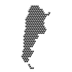 Argentina map from 3D black cubes isometric abstract concept, square pattern, angular geometric shape. Vector illustration.