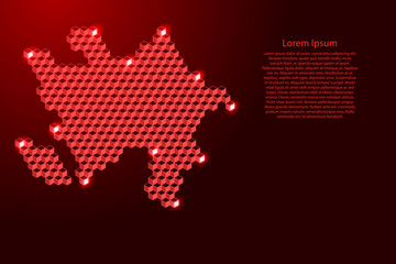 Azerbaijan map from 3D red cubes isometric abstract concept, square pattern, angular geometric shape, for banner, poster. Vector illustration.