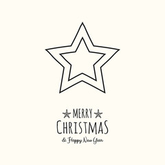 Obraz premium Christmas star - hand drawn greeting card. Vector.