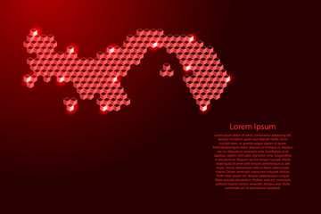 Panama map from 3D red cubes isometric abstract concept, square pattern, angular geometric shape, for banner, poster. Vector illustration.