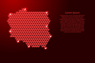 Poland map from 3D red cubes isometric abstract concept, square pattern, angular geometric shape, for banner, poster. Vector illustration.