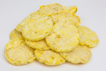 heap of corn cakes with olive oil