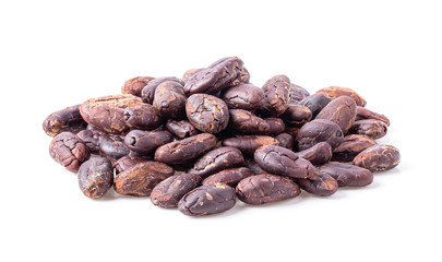 Cacao pod on white backgrounds