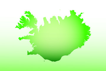 Iceland map using green color with dark and light effect vector on light background illustration