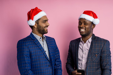 Portrait of two businessmen in studio