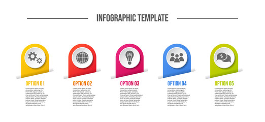 Chart with colorful business icons - infographic template. Vector