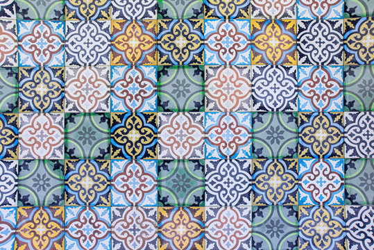 Moroccan tiles with traditional Arabic patterns, ceramic tiles patterns as background texture