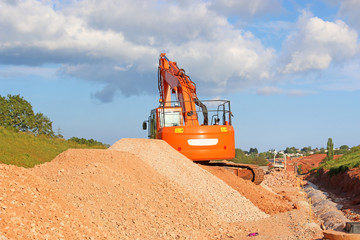 Diggers on a road construction site