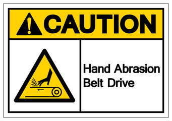 Caution Hand Abrasion Belt Drive Symbol Sign, Vector Illustration, Isolate On White Background Label .EPS10