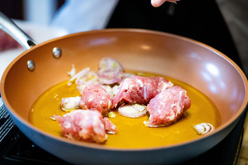 sausage with shallots
